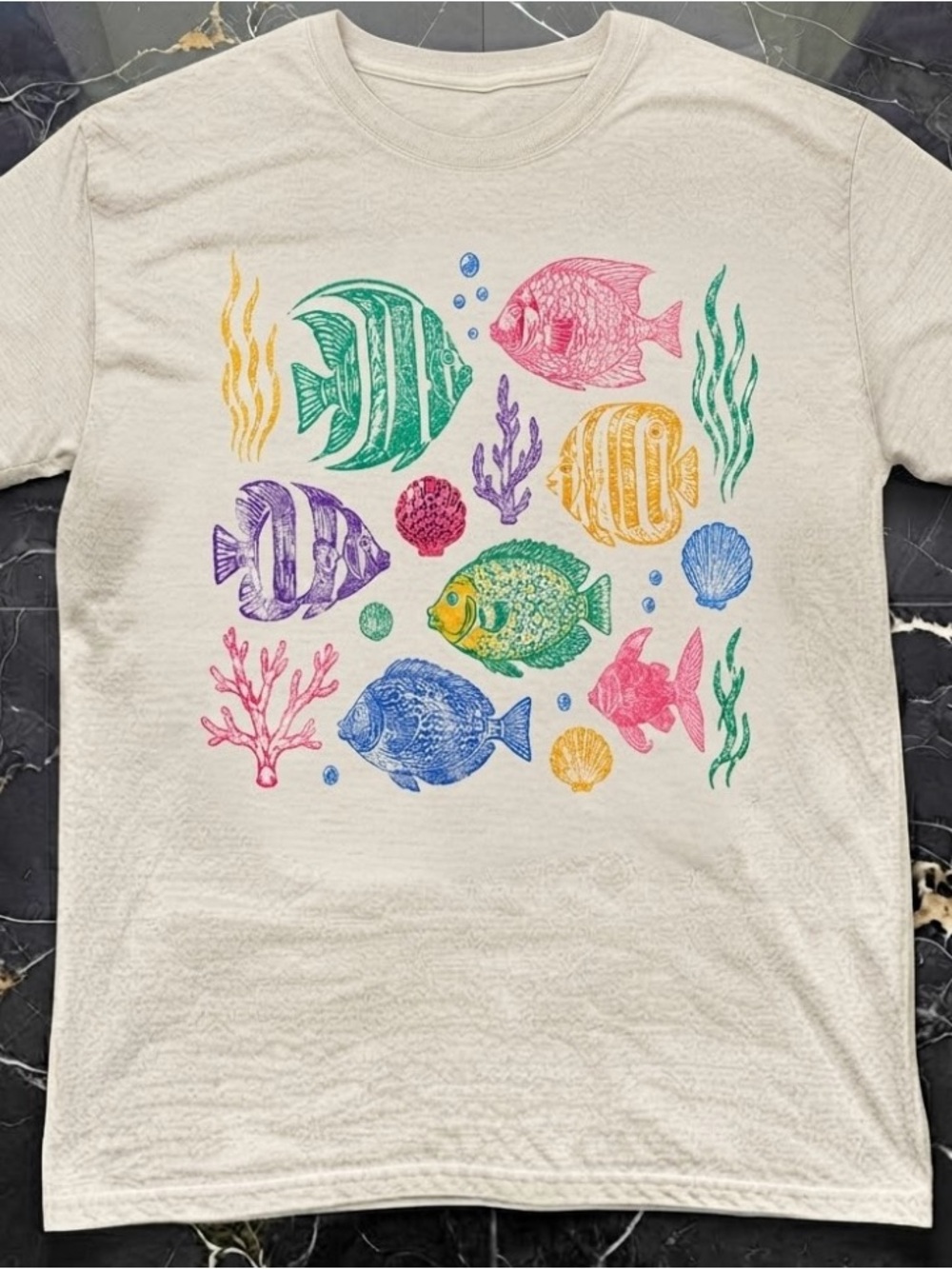 Colorful Fish  & Coral T-Shirt |  Tropical Vibes | Nature & Sea Lovers
